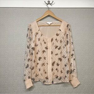 M LC Lauren Conrad Sheer Sleeve Floral Top